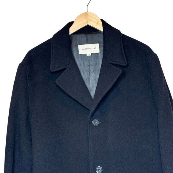 Pronto Uomo black wool and cashmere blend button up coat size L - Picture 2 of 15